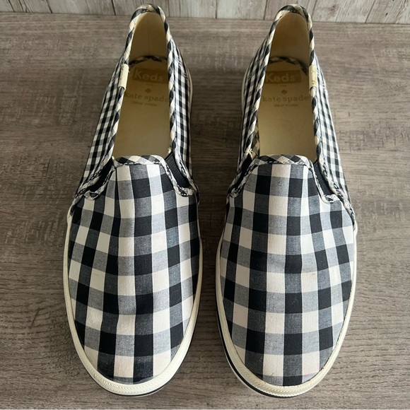 Keds Kate Spade Collab Black and White Gingham Slip-On Sneakers 7.5 - Picture 1 of 9